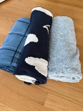 3 pc Cozy Baby Boy Hello Spud Stroller Blanket bundle, o/s